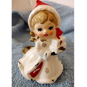 1950s Napco X-8388 Snowflake Girl Candle Holder Christmas Figurine Japan